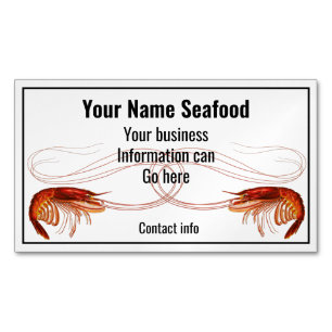 Fancy Red Shrimp on White Magnetic Business Card