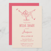 Fancy retro Bridal Shower cocktail hand drawn