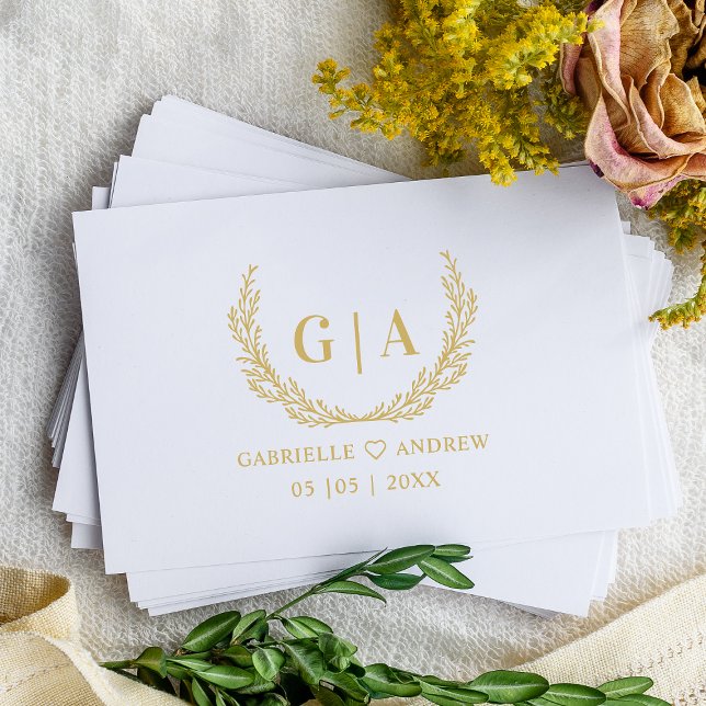 Fancy Romantic Minimal Branches Wedding Initials Rubber Stamp (Creator Uploaded)