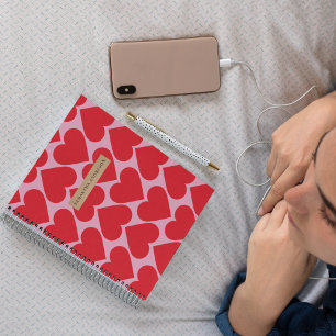 Fancy Romantic Red & Pink Hearts Pattern  Notebook