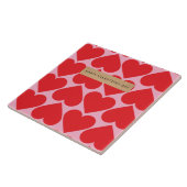 Fancy Romantic Red & Pink Hearts Pattern With Name Tile (Side)