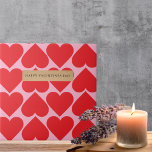 Fancy Romantic Red & Pink Hearts Pattern With Name Tile<br><div class="desc">Fancy Romantic Red & Pink Hearts Pattern With Name</div>
