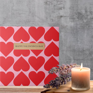 Fancy Romantic Red & Pink Hearts Pattern With Name Tile
