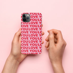 Fancy Romantic Red & Pink Love You Pattern  iPhone 11Pro Max Case