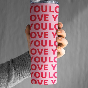 Fancy Romantic Red & Pink Love You Pattern Thermal Tumbler