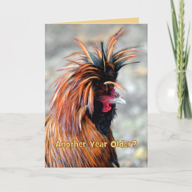 Fancy Rooster Happy Birthday Humour Card (Front)