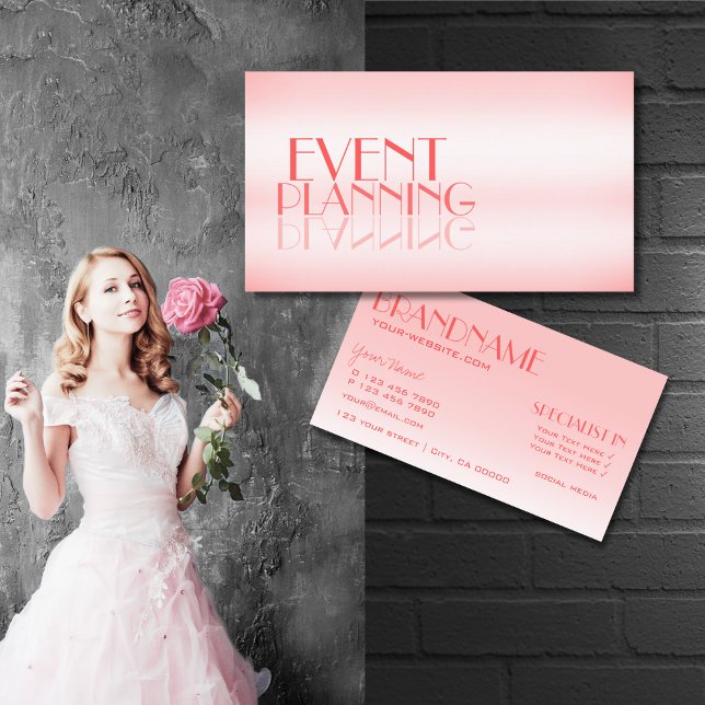 Fancy Rose Pink Noble Mirror Letters Professional Business Card (Creator Uploaded)