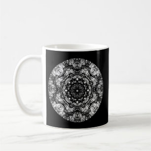 Fancy Round Design on Black. Coffee Mug