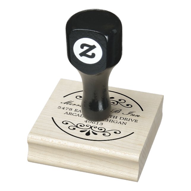 Fancy Round Return Address Rubber Stamp (Stamp)
