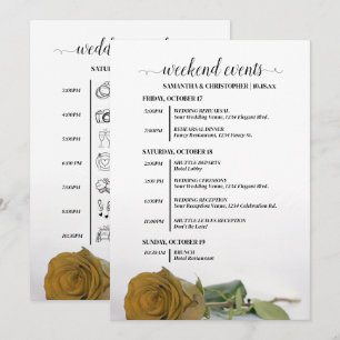 Fancy Royal Gold Ochre Wedding Events & Timeline Programme