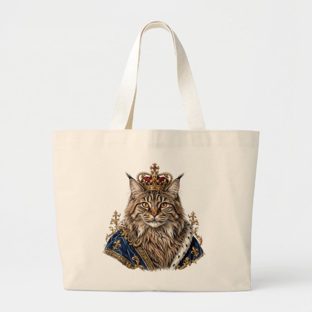 Fancy Royal Maine Coon Cat Tote Bag (Front)