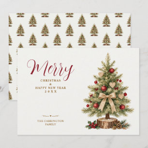 Fancy Rustic Victorian Tree Red Christmas TMF26 Holiday Card
