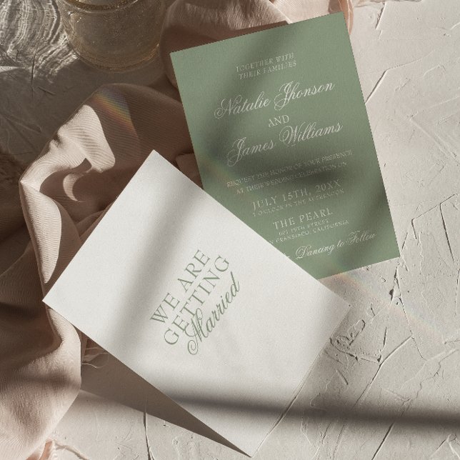 Fancy Sage Green Luxury Boho Modern Wedding Invitation (Creator Uploaded)