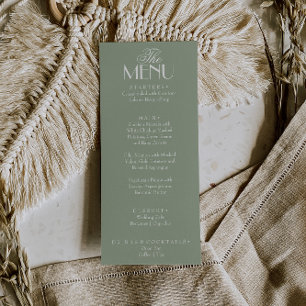 Fancy Sage Green White Old Money Boho Chic Wedding Menu