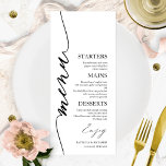 Fancy Script 4x9 Wedding Menu Card For Plate<br><div class="desc">A simple chic calligraphy wedding menu card. I do offer a free customisation service,  if you have any questions or special requests,  please feel free to contact me.</div>