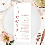 Fancy Script 4x9 Wedding Menu Card For Plate<br><div class="desc">A simple chic calligraphy wedding menu card. I do offer a free customisation service,  if you have any questions or special requests,  please feel free to contact me.</div>