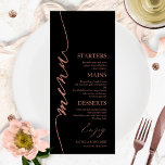 Fancy Script 4x9 Wedding Menu Card For Plate<br><div class="desc">A simple chic calligraphy wedding menu card. I do offer a free customisation service,  if you have any questions or special requests,  please feel free to contact me.</div>