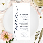 Fancy Script 4x9 Wedding Menu Card For Plate<br><div class="desc">A simple chic calligraphy wedding menu card. I do offer a free customisation service,  if you have any questions or special requests,  please feel free to contact me.</div>