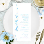 Fancy Script 4x9 Wedding Menu Card For Plate<br><div class="desc">Modern elegant calligraphy wedding menu card. Check the collection for matching items. CUSTOMIZATION: If you need design customisation,  please get in touch with me via chat; if you need information about your order,  shipping options,  etc.,  please contact directly Zazzle support https://help.zazzle.com/hc/en-us/articles/221463567-How-Do-I-Contact-Zazzle-Customer-Support-</div>