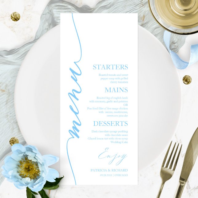 Fancy Script 4x9 Wedding Menu Card For Plate (Creator Uploaded)
