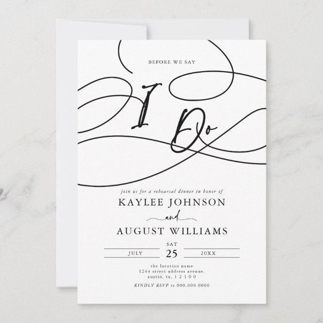Fancy Script Before We Say "I Do" Rehearsal Dinner Invitation (Front)