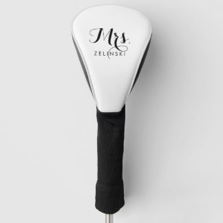 Fancy Script Calligraphy Minimalist Golf Head Cover