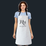 Fancy Script Calligraphy Minimalist Women's  Apron<br><div class="desc">This fancy script calligraphy minimalist women's apron is the perfect gift to present to the bride-to-be for a simple wedding shower. The design features a beautiful calligraphy in a white background.</div>