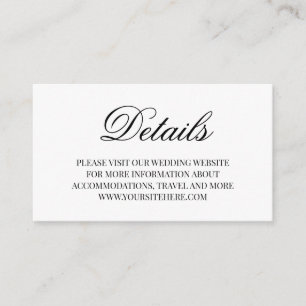 Fancy Script Calligraphy Wedding Details Enclosure Card
