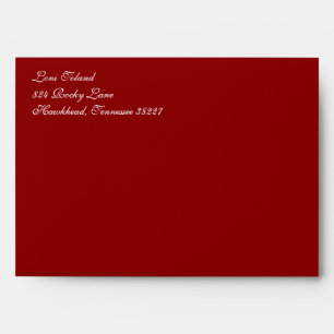 Fancy Script Dark Red A7 Return Address Envelopes
