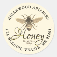 Fancy Script Editable Ivory Honey Label with Bee