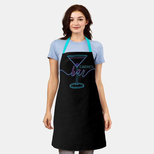 Fancy Script Fun Colours Fun Bar Aprons (Worn)