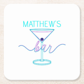 Fancy Script Fun Colours Fun Bar  Square Paper Coaster