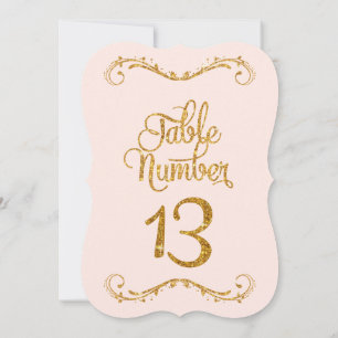 Fancy Script Glitter Table Number 13 Weddings