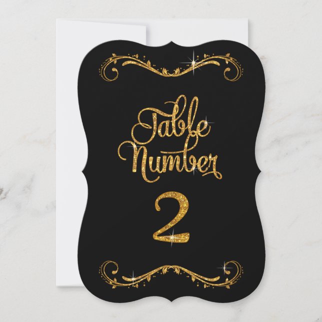 Fancy Script Glitter Table Number 2 Receptions (Front)
