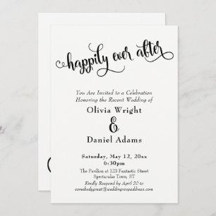 Fancy Script Happily Ever After Black & White Invitation