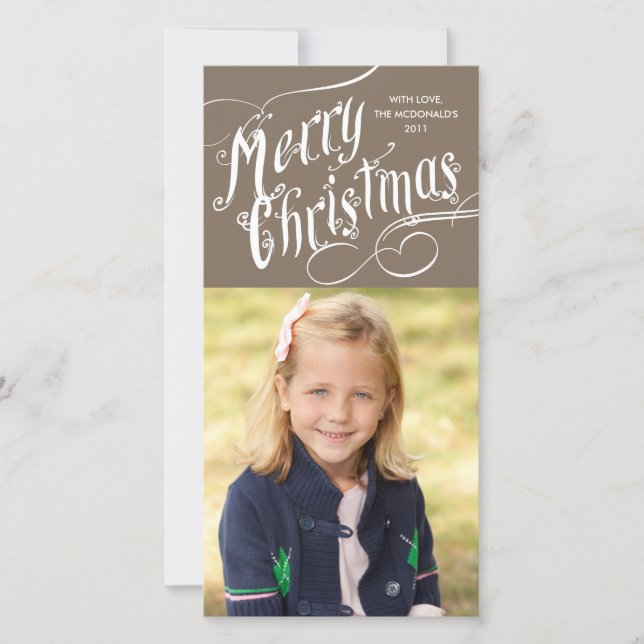 Fancy Script Merry Christmas Holiday Card (Front)