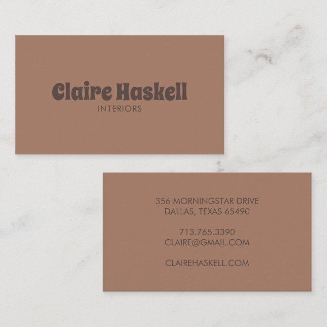 Fancy Script Mocha Mousse Chocolate Chic Minimal Business Card (Front/Back)