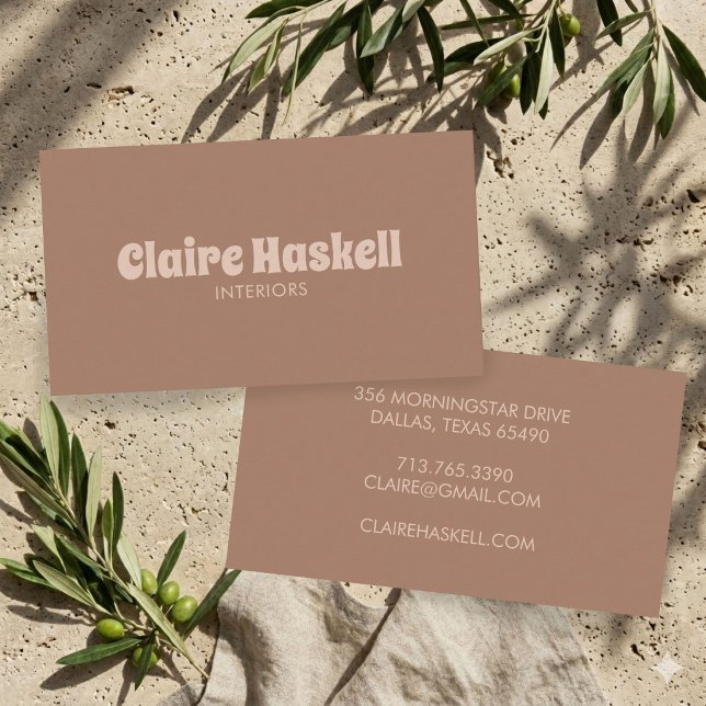 Fancy Script Mocha Mousse Tan Beige Chic Minimal Business Card (Fancy Script Mocha Mousse Tan Beige Chic Minimal Business Card
)