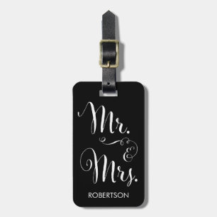 Fancy Script Mr. & Mrs. Luggage Tag