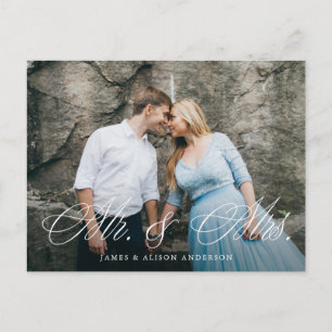 Fancy Script Mr. & Mrs. Wedding Elopement Postcard
