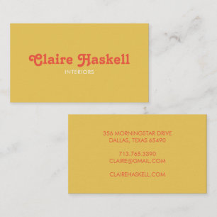 Fancy Script Mustard Yellow Tomato Chic Minimal Business Card