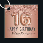 Fancy Script Pink Glitter Happy 16th Birthday Favo Favour Tags<br><div class="desc">Girly glitter,  millennial pink background,  with fancy script name typography. Faux rose gold 16 balloon text. Great for sweet 16 celebrations.</div>