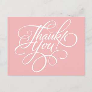Fancy Script Powder Pink Thank You Card