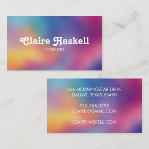 Fancy Script Rainbow Blur Chic Elegant Colourful Business Card