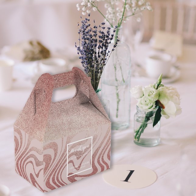 Fancy Script RoseGold Thank You Wedding  Favour Box (Creator Uploaded)