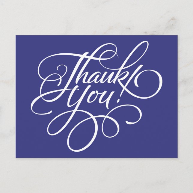 Fancy Script Royal Blue Thank You Card (Front)