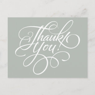 Fancy Script Silver Grey Thank You Card