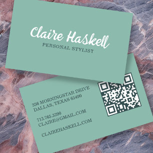 Fancy Script Soft Summer Minimalist Modern QR Code Business Card