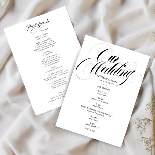 Fancy Script Wedding Day Program Invitation