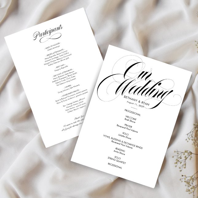 Fancy Script Wedding Day Program Invitation (Creator Uploaded)
